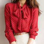 Zeagoo Polka Dot Print Bow Tie Neck Office Blouse for Women Casual Work Office Loose Fit 2026 | Under $40
