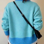 Zeagoo Women's Casual Loose Fit Color Mixed Knitted Cardigan