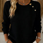 Zeagoo Cute Slant Placket Heart Button Sweater