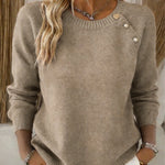 Zeagoo Cute Slant Placket Heart Button Sweater