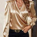 Zeagoo Luxe Surplice Neck Satin Blouse for Women Elegant Office Work Dressy 2026 | Under $40