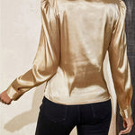 Zeagoo Luxe Surplice Neck Satin Blouse for Women Elegant Office Work Dressy 2026 | Under $40