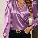 Zeagoo Luxe Surplice Neck Satin Blouse for Women Elegant Office Work Dressy 2026 | Under $40