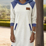 Zeagoo Women's Casual Paneled Contrast Hoodie Dress