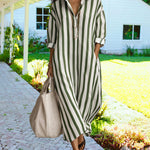 Zeagoo Women's Casual Striped Loose Fit Maxi Shirt Dress