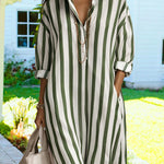 Zeagoo Women's Casual Striped Loose Fit Maxi Shirt Dress