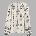 Zeagoo Ethnic Style Printed Lantern Sleeves Blouse for Women Casual Work Office Loose Fit 2026 | Under $40