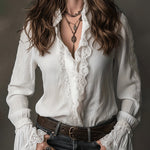 Zeagoo Elegant Vintage Lace Trimmed Blouse for Women Elegant Date Night Party 2026 | Under $40