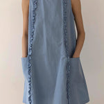 Zeagoo Women's 2026 Summer Cute Ruffle Trim Sleeveless Mini Vest Dress with Pockets Casual Beach Sundress