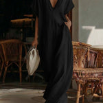 Zeagoo Women's 2026 Summer Deep V Neck Maxi Dress Loose Casual Flowy Long Sundress Vacation Beach Resort