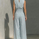 Elegant Minimalist Sleeveless High Neck Top Pants Set