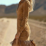 Zeagoo Women's 2026 Western Cowgirl Tassel Fringe Shirt Dress Long Sleeve Short Country Concert Festival Outfit