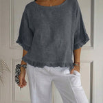 Zeagoo Stylish Casual Round Neck Ruffled Hem T-Shirt for Women Cute Summer Casual 2026 | Under $40