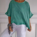 Zeagoo Stylish Casual Round Neck Ruffled Hem T-Shirt for Women Cute Summer Casual 2026 | Under $40