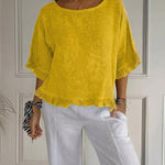 Zeagoo Stylish Casual Round Neck Ruffled Hem T-Shirt for Women Cute Summer Casual 2026 | Under $40