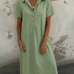 Zeagoo Women's 2026 Summer Linen Blend Button Down Shirt Dress Casual Long Sleeve Midi Dress Work Office Beach Vacation