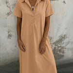 Zeagoo Women's 2026 Summer Linen Blend Button Down Shirt Dress Casual Long Sleeve Midi Dress Work Office Beach Vacation