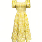Zeagoo Women's 2026 Summer Boho Plaid Square Neck Midi Dress Casual A Line Flowy Sundress with Pockets Beach Vacation