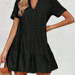 Zeagoo Women's 2026 Summer Eyelet Embroidery Babydoll Mini Dress Casual Flowy Short Sleeve Cute Sundress Beach Vacation