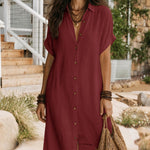 Relaxed Everyday Style Button Down Shirt Dress
