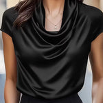 Zeagoo Elegant Casual Cap Sleeve Cowl Neck Blouse for Women Casual Work Office Loose Fit 2026 | Under $40