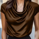 Zeagoo Elegant Casual Cap Sleeve Cowl Neck Blouse for Women Casual Work Office Loose Fit 2026 | Under $40