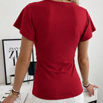 Elegant Wrap V-Neck Ruched Waist Blouse