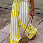 Chic Vacation Style Vertical Stripes Wide-Leg Pants
