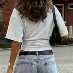 Casual Cinched Waist Fitted Cropped T-Shirt