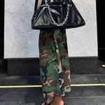 Cargo Style Wide-Leg Cotton Camo Pants