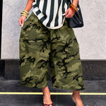 Cargo Style Wide-Leg Cotton Camo Pants