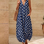Chic Summer Polka Dot Sleeveless Dress with Pockets