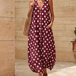 Chic Summer Polka Dot Sleeveless Dress with Pockets