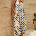 Chic Summer Polka Dot Sleeveless Dress with Pockets