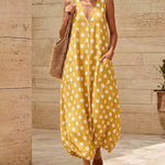Chic Summer Polka Dot Sleeveless Dress with Pockets