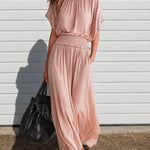 Elegant Flowy Batwing Sleeves Chiffon Maxi Dress