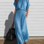 Elegant Flowy Batwing Sleeves Chiffon Maxi Dress