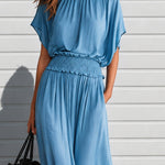 Elegant Flowy Batwing Sleeves Chiffon Maxi Dress