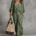 Bohemian Leopard Print Twist-Front Maxi Dress