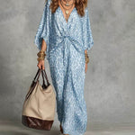 Bohemian Leopard Print Twist-Front Maxi Dress