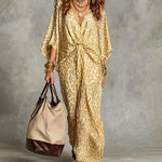 Bohemian Leopard Print Twist-Front Maxi Dress