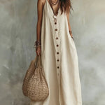 Boho Lazy V-neck Sleeveless Maxi Dress