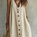 Boho Lazy V-neck Sleeveless Maxi Dress
