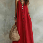 Boho Lazy V-neck Sleeveless Maxi Dress