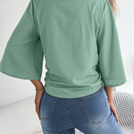 Chic Bell Sleeves Tie-up Chiffon Blouse