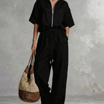 Leisure Zip Front Stand Collar Shirt and Pants Set