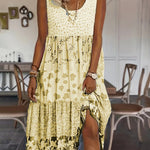 Boho Printed Sleeveless Cotton Blend Dress