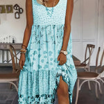 Boho Printed Sleeveless Cotton Blend Dress