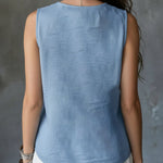 Casual Ruffled Neckline V-Neck Sleeveless Top