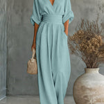 Elegant Vacation Ruched Empire Waist Jumpsuit